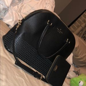 Black Kate Spade tote/crossbody & matching wallet